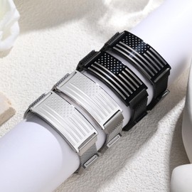 Alissl American Flag Cross Bracelets for Men, Engraved Religious Bible Verse Stainless Steel Bracelet Christian Jewelry Gifts, One size fits all, Isaiah 41:10D, no gemstone