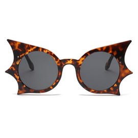 qinqilanqi-S Retro Cat Eye Sunglasses, Round Lenses, Bat Women Men Sunglasses UV Protection, black