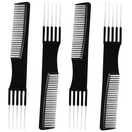 Lyfengdeam 4pcs Pick Combs for Women，Black Metal Prong Pick Combs Parting for Women，Hair Pick Comb for Hair Styling, Hair Salon Back Comb， Hair styling tool