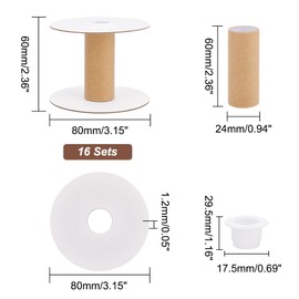 PH PandaHall 16 Sets Empty Paper Thread Spools Wire Weaving Spools Paper Sewing Bobbins Removable Empty Wire Spools for Yarn Cord Chain Embroidery Sewing DIY Crafts 60 mm
