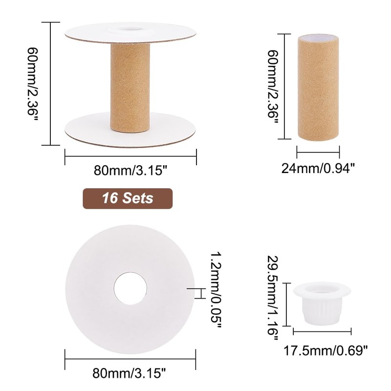 PH PandaHall 16 Sets Empty Paper Thread Spools Wire Weaving