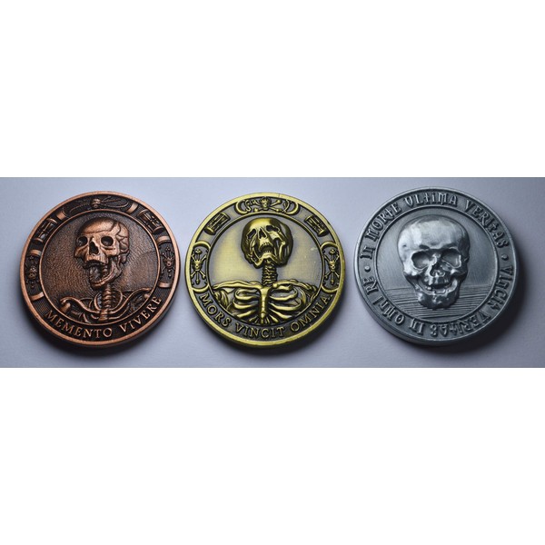 The Commemorative Coin Company Trio of MEMENTO MORI/VIVERE Reminder Coins