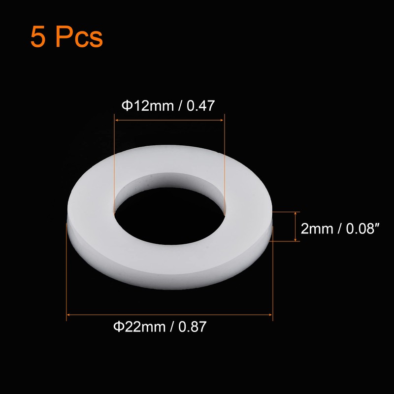 sourcing map PTFE Flat Gasket 22 mm / Diameter 12