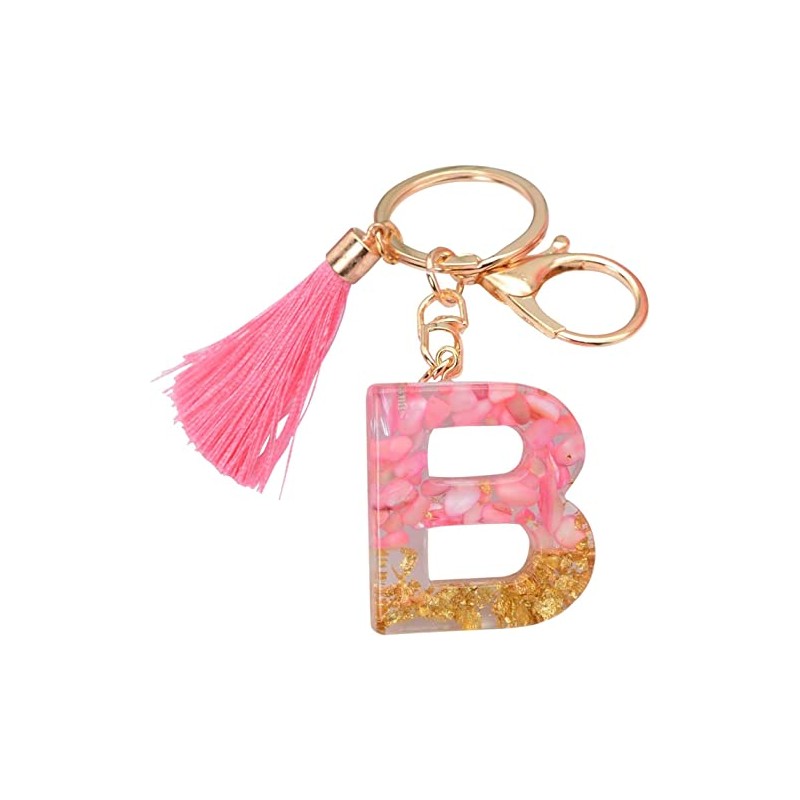Rohans Pink and Gold Resin Alphabet Initial Letter Keychain, Bag