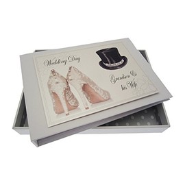 White Cotton Cards Grandson and Wife Wedding Day Tiny Album (Top Hat/Shoes)