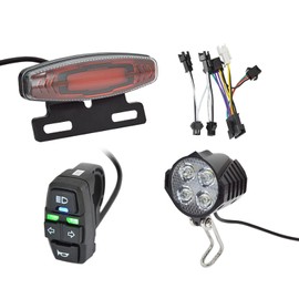 XinGeeek Ebike Headlight and Tail Light Sets,24-48V Ebike Turn Signal Kit,E-Bike Front Rear Warning Lights with Switch for Electric Bike (A)