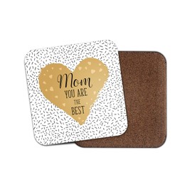 1 x Love Mom Coaster - Mum The Best Mother's Day Mummy Lovely Heart Fun #19105