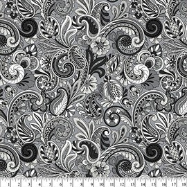 Paisley Floral Grays Cotton Fabric by The Yard