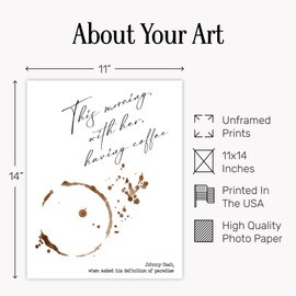 Classic Rock Coffee Quote 11x14 - This Morning With Her Having Coffee Paradise Definition - Kitchen Wall Art Decor - Gift for Wife Husband Women Men - Country Music Fan Memorabilia - Home Living Room