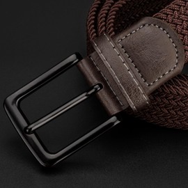 EsengNoyi Braided Belts Men Elastic Stretch Belt for Jeans Pants Golf, Brown, S - waist 30"-34"