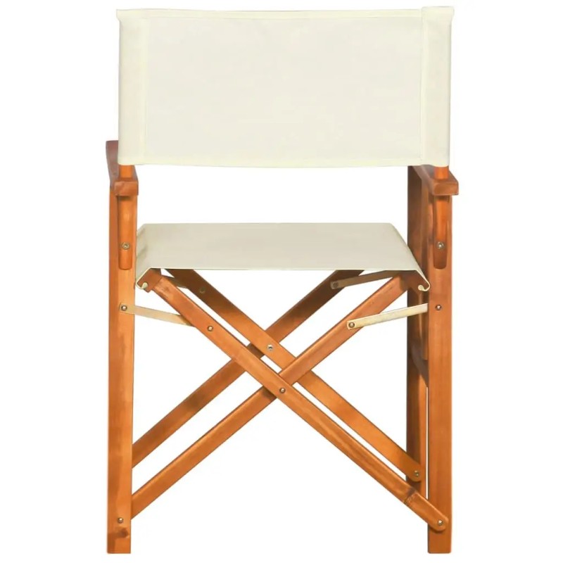 Solid Acacia Wood Director Chair in Brown and Cream 100%