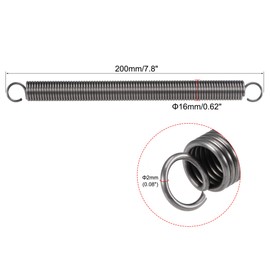 sourcing map Compression Spring,16mm OD,2mm Wire Size,244mm Extended Length,200mm Free Length,Spring Steel,15kg Load Capacity,Grey