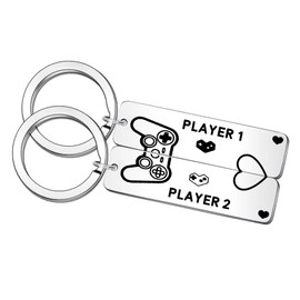 QMVMV Funny Gamer Couples Keyring Gifts for Boyfriend Girlfriend Husband Wife Him Her Valentine Wedding Anniversary Christmas Birthday Keychain To My Man Lover Fiancee Fiance Present