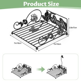 LIOUCBD Butterfly Rose Design Square Napkin Holder for Table, Black Metal Flat Napkin Holder with Weighted Arm, Elegant Rustic Modern Tissue Dispenser for Kitchen Dining Restaurant Indoor Outdoor