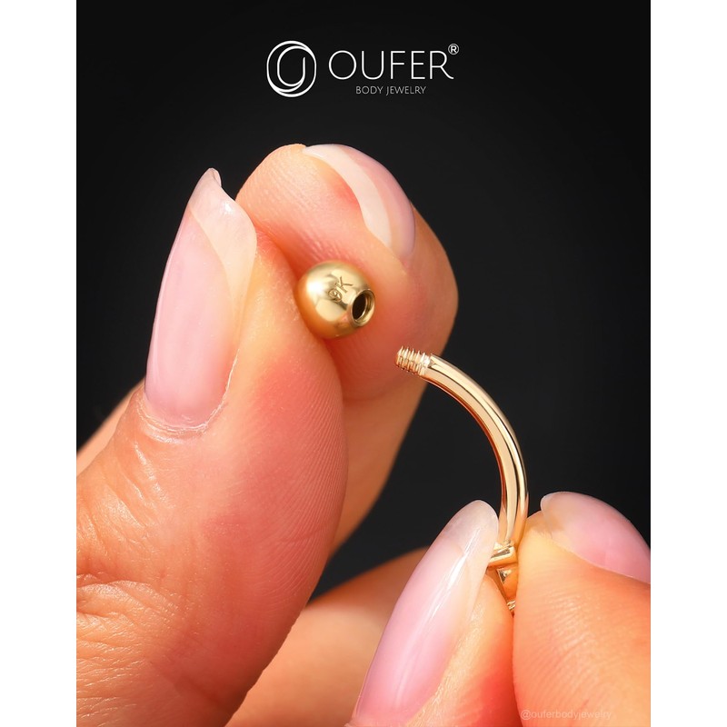 OUFER 9K Solid Gold Replacement Ball Externally Threaded for Belly