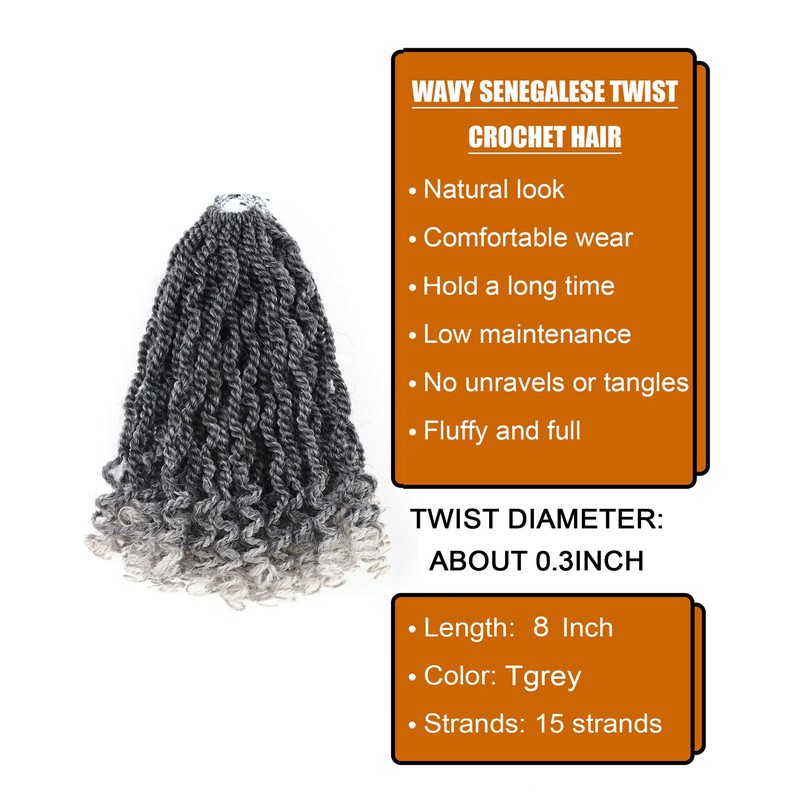 Wavy Senegalese Twist Crochet Hair Pre Looped Curly Ends 8