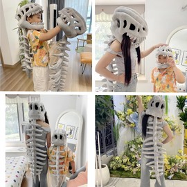BAVBAV Dinosaur Onesie Cosplay 3D Fluffy Skeletal Costume Jumpsuit for Kids and Adults Monster Dinosaur Style Plush Toy Popular (75cm)