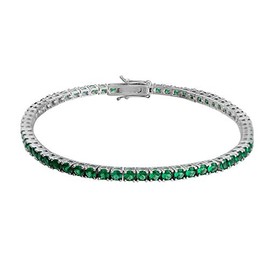 Tennis Bracelet 925 Sterling Silver Cubic Zirconia Men Women, Silver