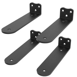 Floating Shelf Bracket, 12 Inch (1/4 in Thick) Black Shelf Bracket,4 Pack Hidden Shelf Brackets,L Brackets for Shelves,Use for Kitchen, Study and Various DIY Occasions，Holds Over 200lb+(12IN Black)