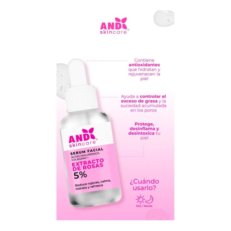 Srum Hipoalergnico AndSkincare cido Hialurnico Extracto Rosas 30ml