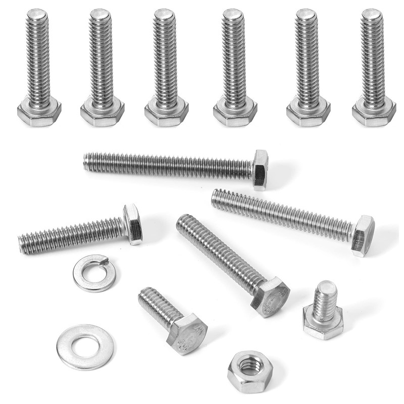 120PCs 1/4-20 Hex Bolts Screws Hex Nuts Flat Washers Lock