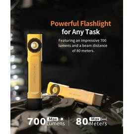 HOTLIGH Rechargeable Flashlight Magnetic - 700 Lumens LED Flashlight with Clip Design, Flat Flashlight for Car Repairing/Camping/Emergency
