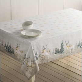 Maison d' Hermine Deer in The Woods 100% Cotton Tablecloth for Kitchen Dining | Tabletop | Decoration | Parties | Weddings | Thanksgiving/Christmas (Square, 54 Inch by 54 Inch).