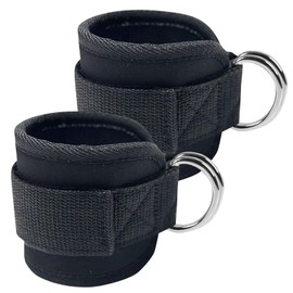 Gym Ankle Cuff, 2 PCS Ankle Straps for Cable Machines D-Ring Weight Lifting Ankle Strap Gym Ankle Straps for Kickbacks Leg Extensions Curls and Hip Abductors (Black)