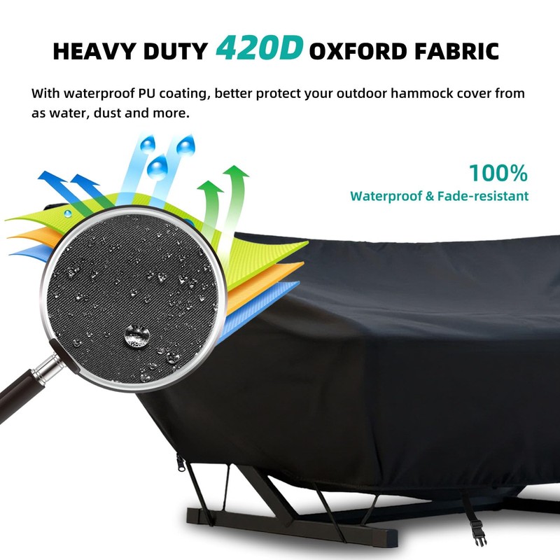 Outdoor Hammock Cover with Zip and Elastic Ropes, Heavy Duty