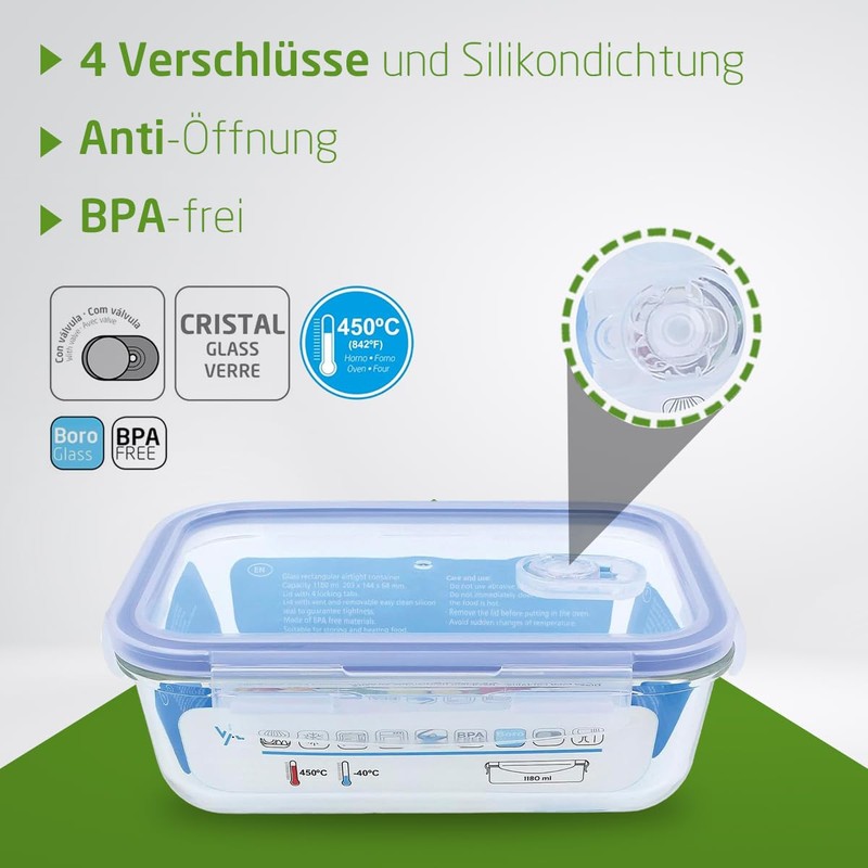 Amig Rectangular Glass Air Container 18 x 12 x 6