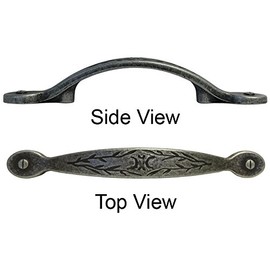 5 Pack Antique Pewter 3" Inch (76mm) Hole Centers Kitchen Cabinet Drawer Hardware Leaf Handle Pulls 8220-76