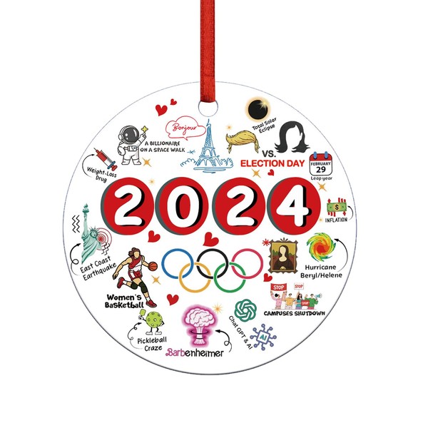 VANFIT 2024 Christmas Ornament,Wooden Double-Sided Design 3.5 inch, Funny Hot