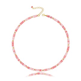 MIDDLUX Rose Quartz Necklace, Choker Necklace for Women, Gifts for Women, Crystal Necklaces for Women, Summer Jewelry, Beaded Necklaces for Women