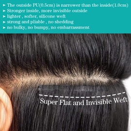 Liqusee Seamless Clip In Hair Extensions Real Human Hair Invisible PU Skin Weft Body Wave Clip Ins 100% Unprocessed Brazilian Remy Human Hair Extensions 7pcs with 16Clips 100g（Natural Black,12 inch）