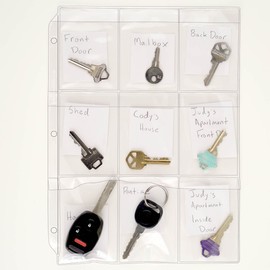 StoreSMART® Key Holder - Clear Vinyl Binder Pages - 10-Pack - Top Load with Flaps- RMSTWPF-KEY-10