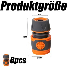 Pack of 6 hose connectors, 1/2 inch, hose coupling, 1/2 inch, garden hose adapter, orange 1/2 inch hose connection adapter