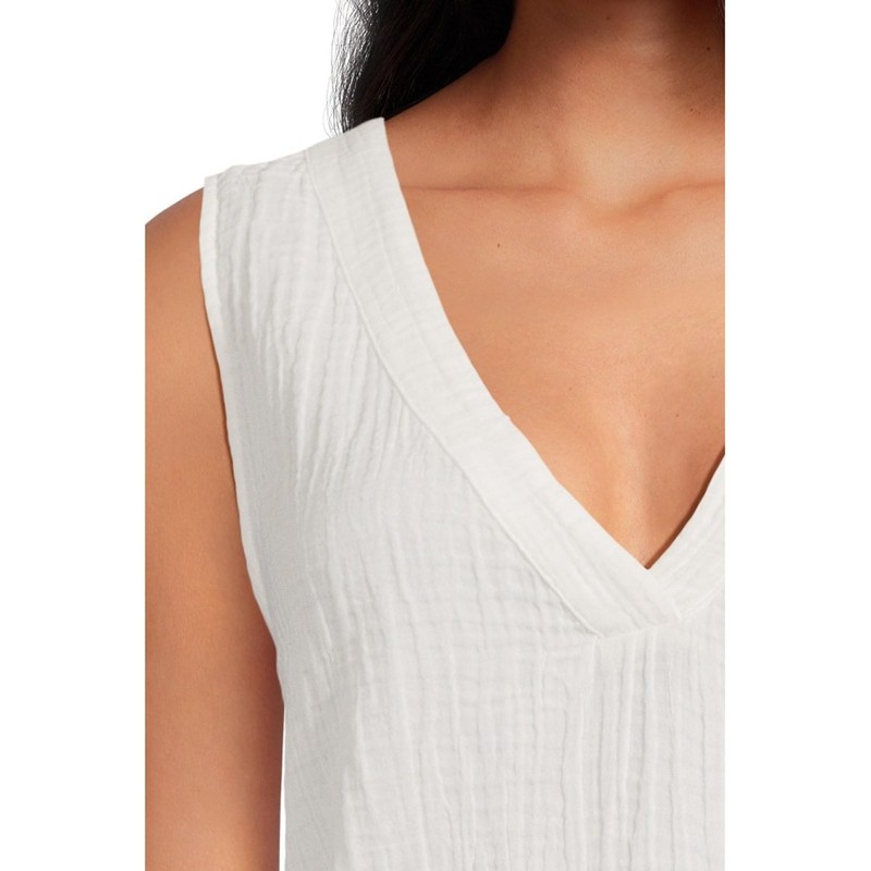 Faherty Women's Dune Cotton Gauze Sleeveless Popover, White