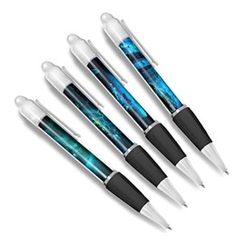 DV DESIGN Set of 4 Scuba Diver White Ballpoint Pens - Underwater Explore Diving Ocean Deep Sea Themed Boys Girls Men Women Pen #79618