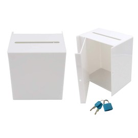 Aoakua Acrylic Keyed Questionnaire Box Money Box Donation Box Charity Box W16cm White