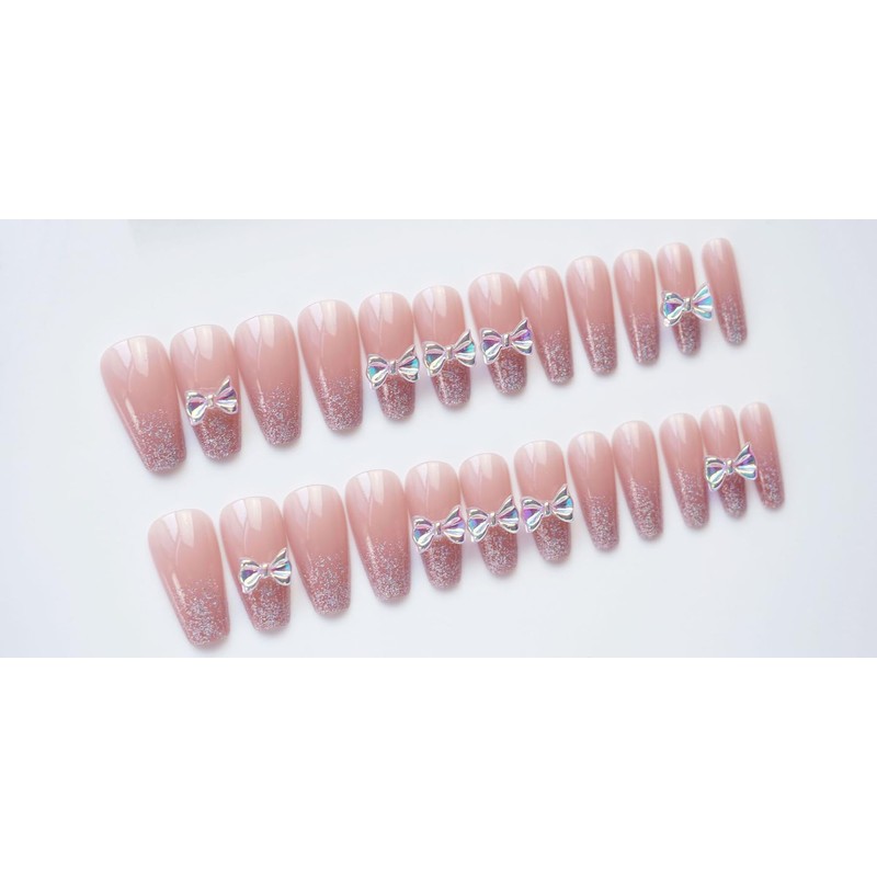 Nail Tip, Long Nail Tip, 24 Pieces, Glitter, Glossy, 3D,