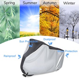 Minvoo Bicycle Protective Cover Bike Covers Rain Protection Sun Protection Anti-UV Dustproof Windproof with Keyhole Cover for Electric Bicycle Mountain Road Heavy Bicycle (Silver)