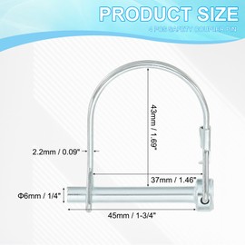 PATIKIL Trailer Coupler Pin 1/4x1-3/4x1.46"(D*L*IW), 4 Pcs Wire Lock Pin Safety Shaft Locking Pin Round Pto Pins for Farm Trailers Lawn Hitches Garden Tractor Kayak Boat (6x45x37mm)