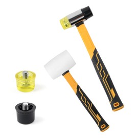 MSLANE Rubber Mallet 10oz Fiberglass Handle White Rubber Mallet And 30mm Double-Faced Soft Mallet,Fiberglass Handle With Soft Grip for Flooring, Tent Stakes, Woodworking, Camping, Crafts