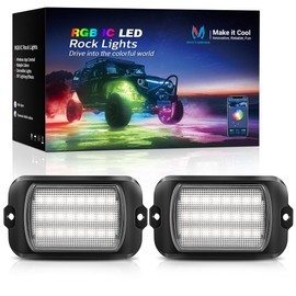 MICTUNING 2025 1000% Bright Q1 MAX RGB+IC LED Rock Lights, 48 LEDs 2 Pods Chasing Dreamcolor Extensible Underglow Multicolor Neon Light Underbody Lighting Kit for Truck ATV UTV Boat (No Controller)
