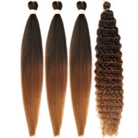 Ombre Brown Blonde Braiding Hair Pre stretched for Boho Braids Pre stretched Boho Braiding Hair