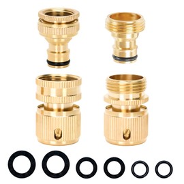 Expandable Hose Tap Connector Kit, Brass Outside Outdoor Tap Connector 3/4 Male Watering Nozzle Adapter & 3/4 Male Female Expanding Garden Hose Quick Connector for Flexible Hosepipe (Expandable kit)