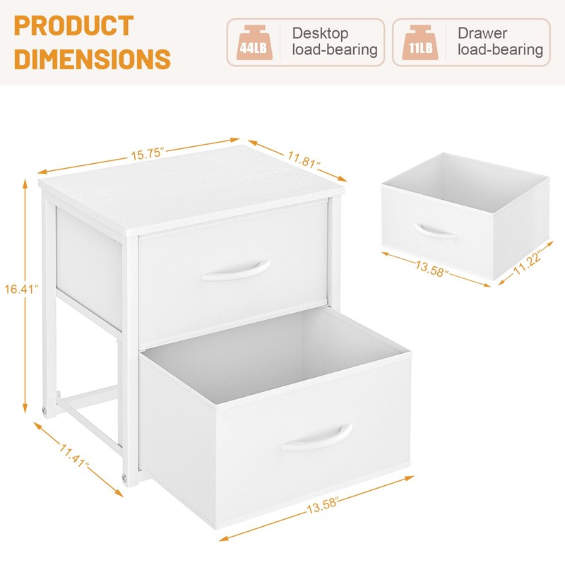 DAOUTIME 2-Pack Stackable Storage Drawers (4 Drawers Total), White Closet