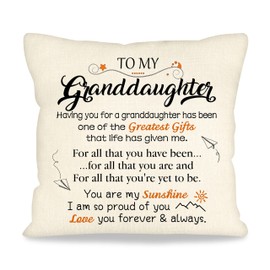 ACAROMAY to My Graddaughter Gift for Girl Decorative Throw Pillow Cover Gift for Granddaughter's Christmas Birthday Gift from Grandmother Grandfather Pillow Accessories 18x18 inches (Granddaughter)