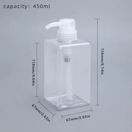 AIMALL 2 PCS PETG Quad Square Bottle – Flat Square Travel Bottle Set, Hand Soap, Lotion, Shampoo, and Cosmetics Refillable Containers