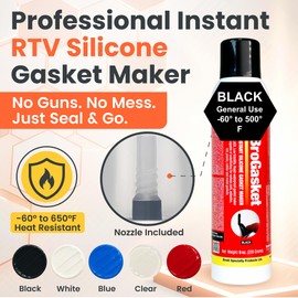 BroGasket Industrial RTV Silicone Gasket Maker – High-Temp, Oil & Chemical-Resistant, Form-in-Place Gasket Sealant with Auto-Dispensing Nozzle for Perfect, Leak-Proof Beads (Black)